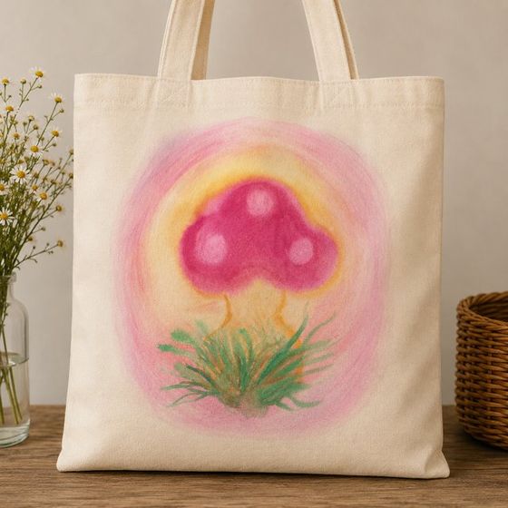 Pink toadstool tote